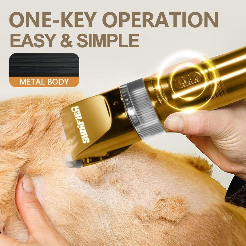 Sunifier Professional Dog Grooming Clippers for Thick Coat - Dog Hair Trimmer for Grooming- Sheep Shears for Thick Hair – Pet Grooming Clippers for Dogs, Cats, Sheeps, Horse (Gold) - Image 5